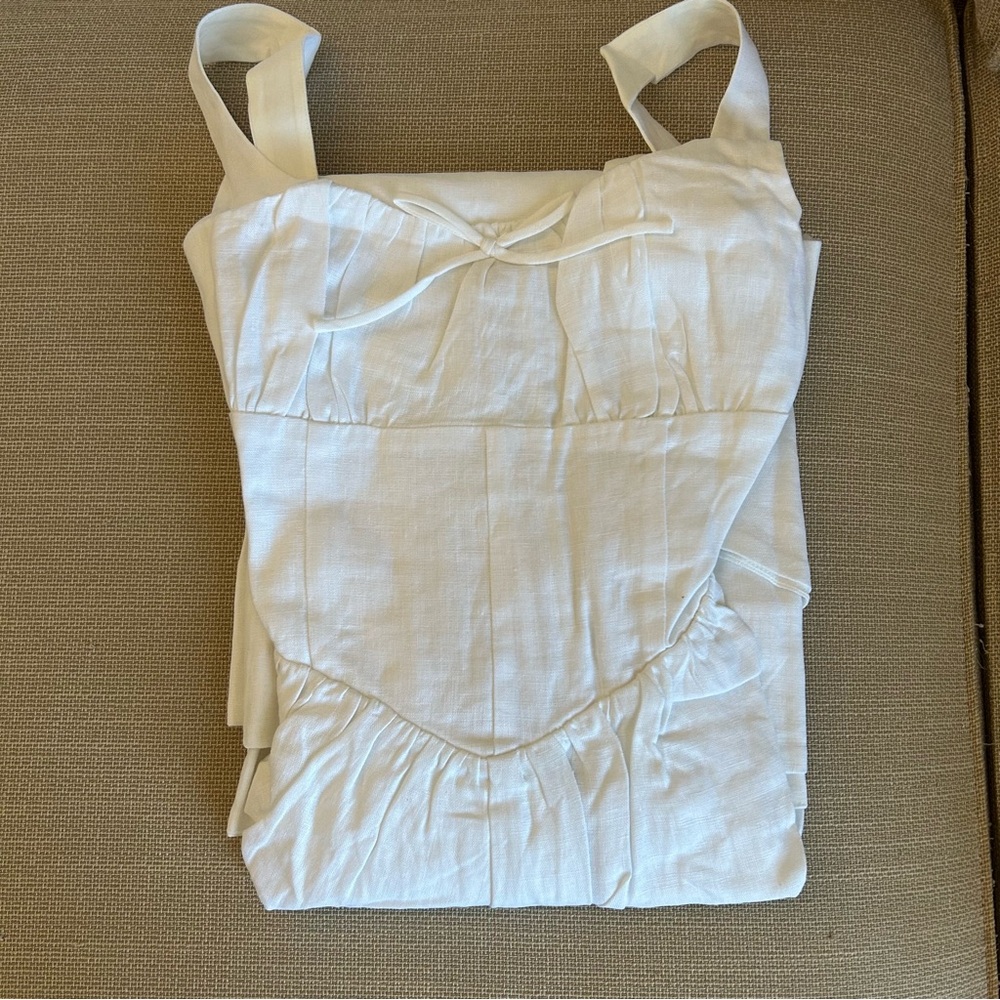 Reformation White Smocked Sundress Square Neck Midi - Picture 5 of 13